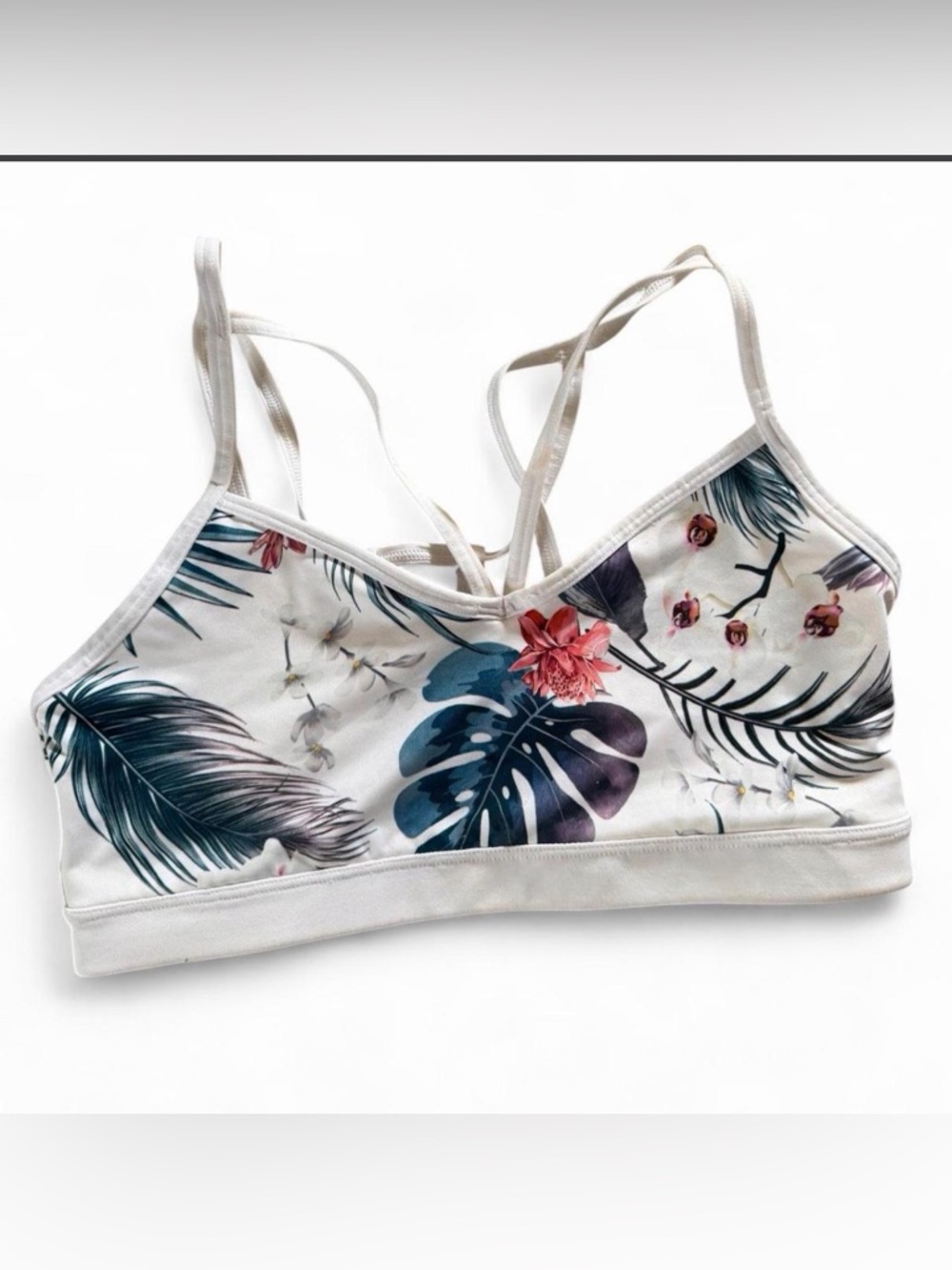 GAP White Tropical Print Soft-Cup Bralette